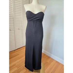 Gap Black Strapless Ruched Empire Waist Maxi Dress Size M Minimalist Chic Resort